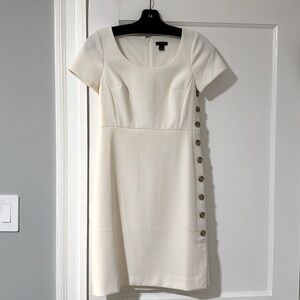 NWOT Ann Taylor Ivory Short Sleeve Sheath Dress with Side Buttons